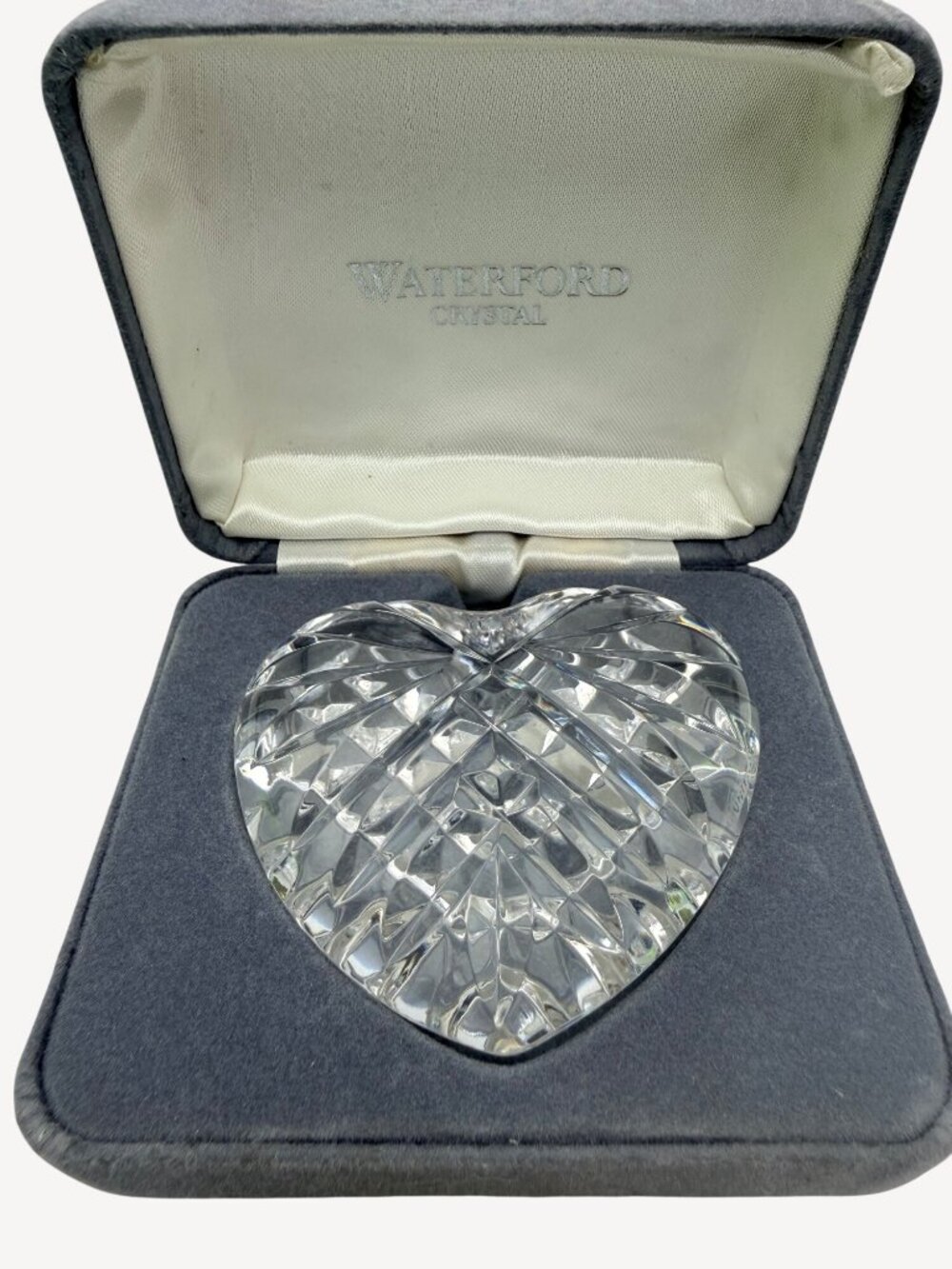 Waterford Crystal Paperweight Heart Shaped Hand Cooler In Original Box